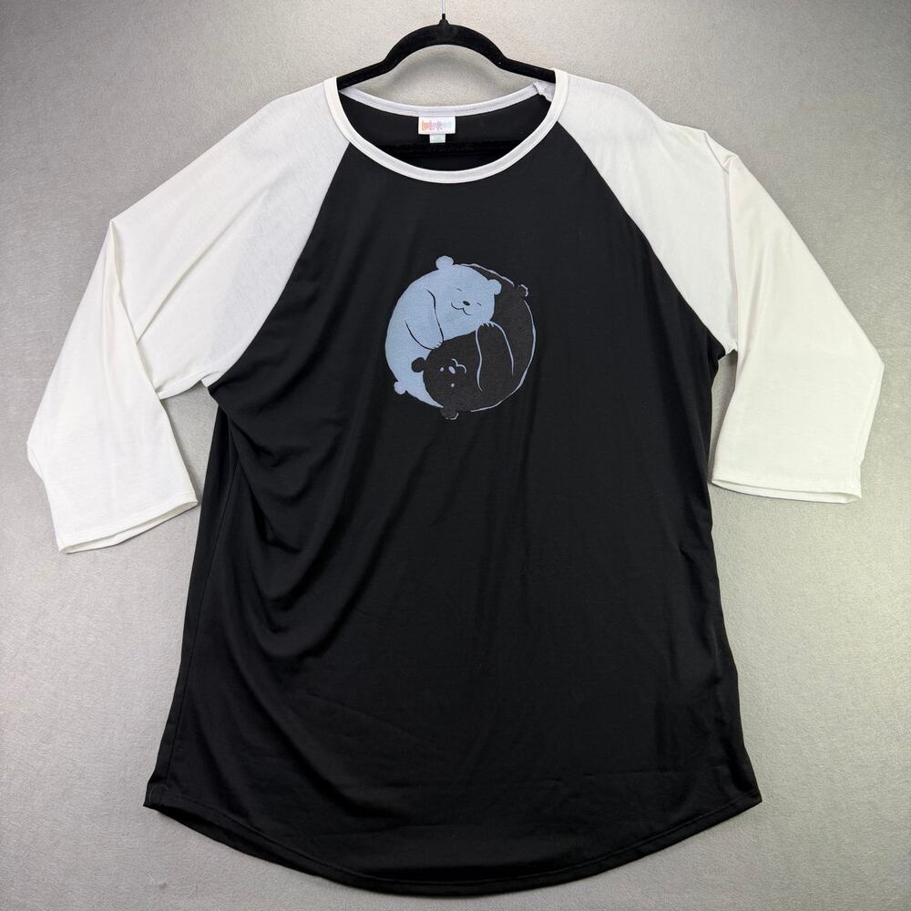 LuLaRoe We Bare Bears Yin Yang Raglan T-Shirt Black/White Women’s 2XL - Picture 1 of 10